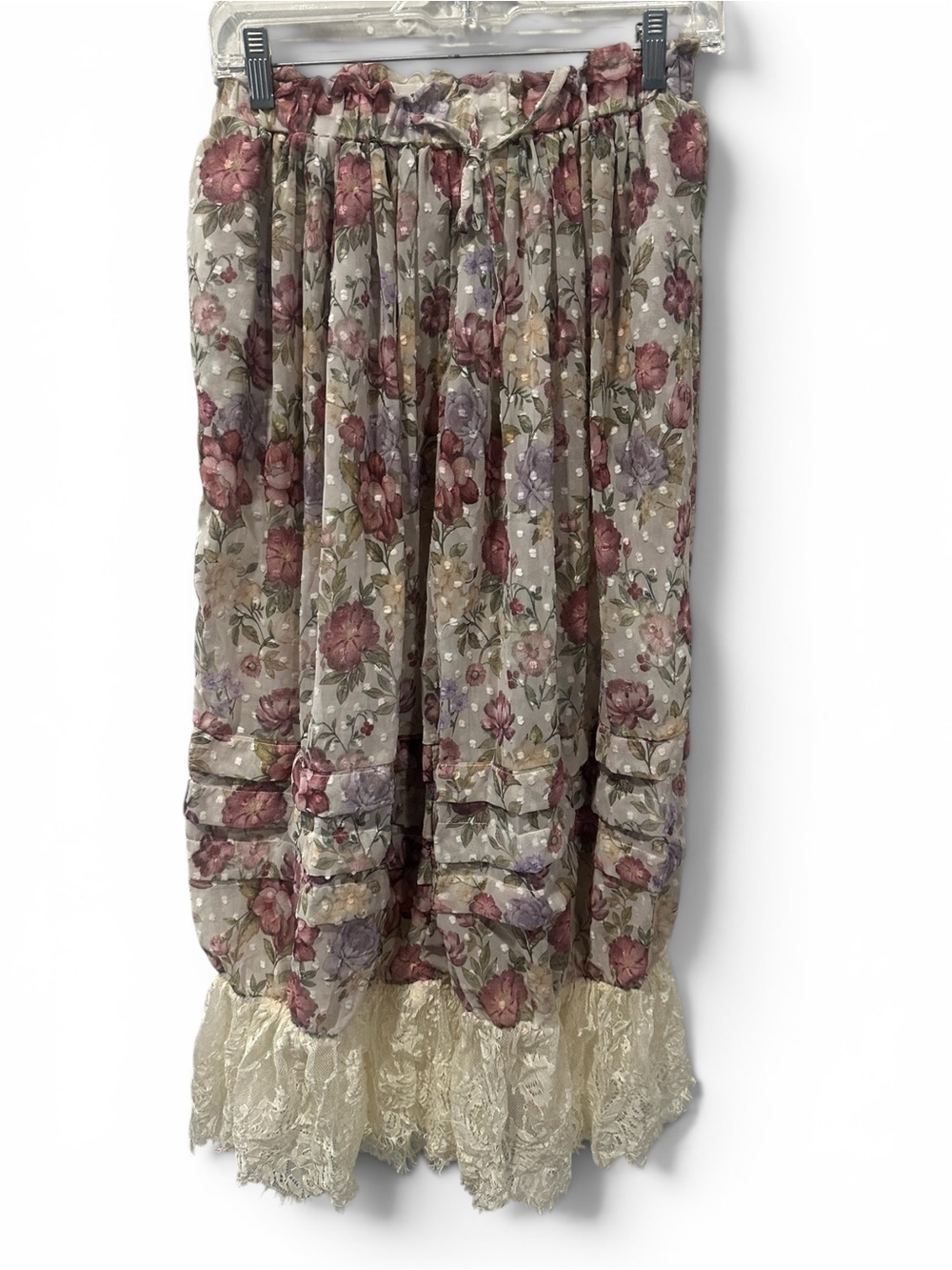 Floral Tiered Bloomers with Lace Hem - Pink & Cream Size Sm Bellanblue